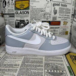 Nike Air Force 1 '07 LV8 Wolf Grey Patent Leather HV9405-001 Men Size 12 No Box